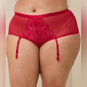Torrid Shimmer Lace Mid Rise Brief Removable Garter Panty 5x